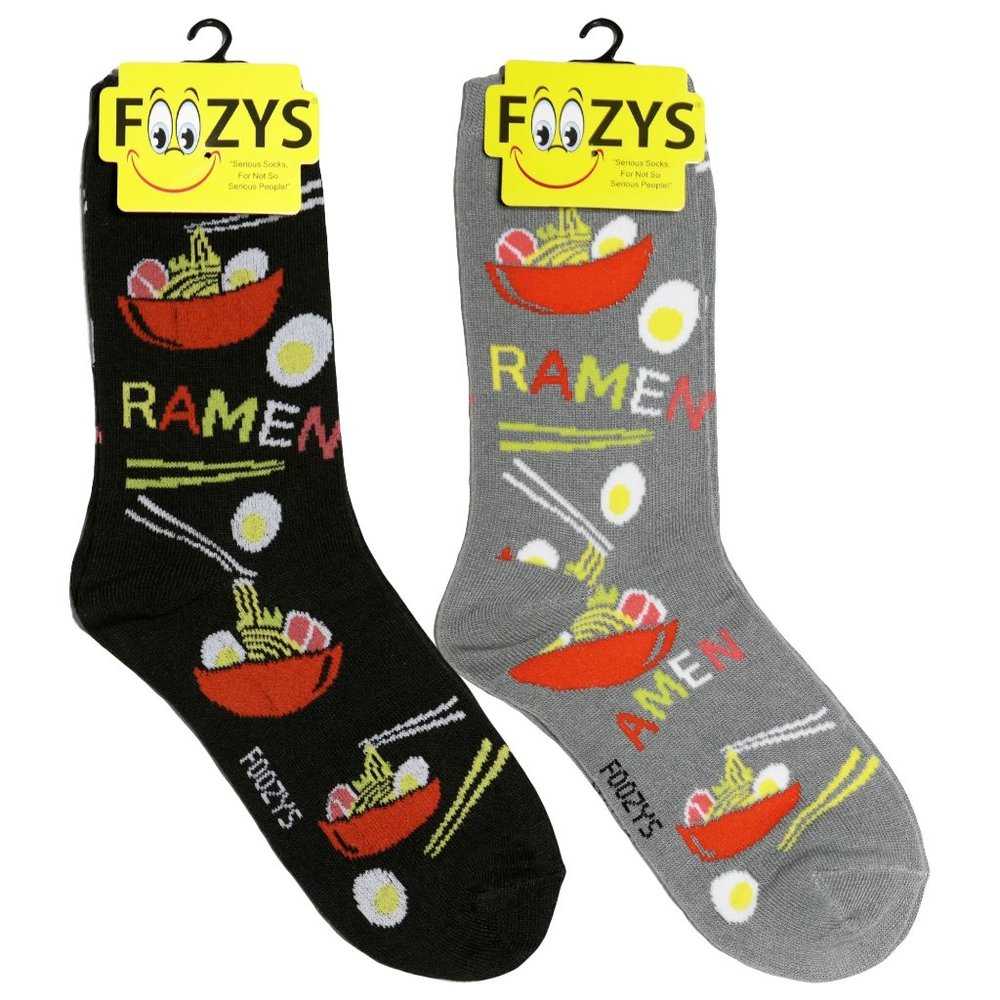 Ramen Noodles Soup Egg Stir Fry Chopsticks Fun Crew Socks Foozys Women's 2 Pair